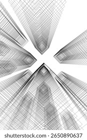 Edifício arquitetônico. Desenhar ilustração 3d do vetor de fundo