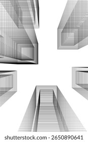 Architectural building. Design background vector 3d illustration