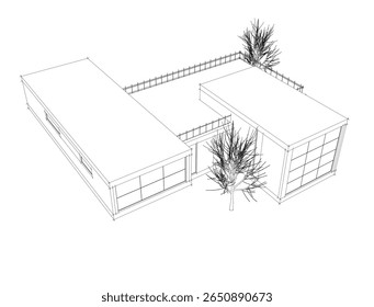Architectural building. Design background vector 3d illustration