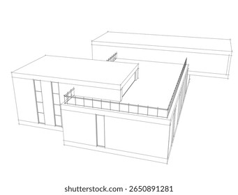 Edificio arquitectónico. Ilustración 3d de Vector de fondo de diseño