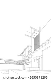 Architectural building. Design background vector 3d illustration