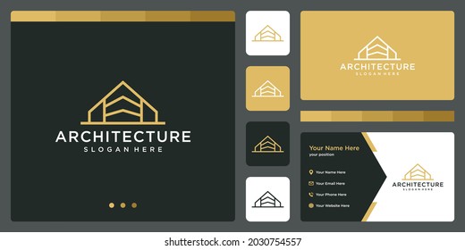 architectural building logo with real estate logo design template. business card.