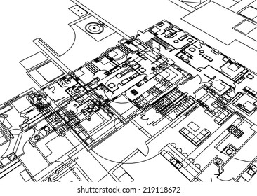architectural building plan vector background