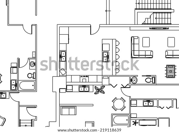 Architectural Building Plan Vector Background Stock Vector (Royalty ...