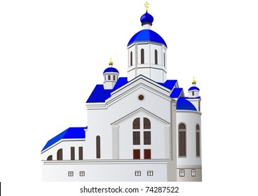 Architectural building for religious worship. Christian church.