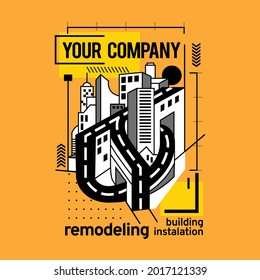 Architectural building remodeling t-shirt design, flat and professional t-shirt design