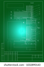 Architectural and building structures. Plans, sections, CAD, parts and assemblies, Walls, partitions and roofing. Vector