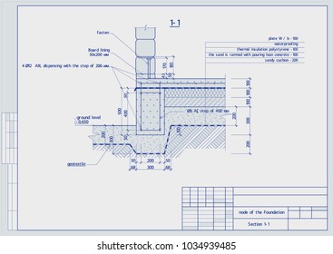 Architectural And Building Structures .Sections, CAD, Parts And Assemblies, Foundation. Vector