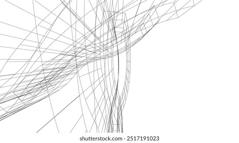 Architectural building vector 3d drawing on white background