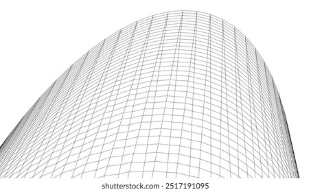 Architectural building vector 3d drawing on white background