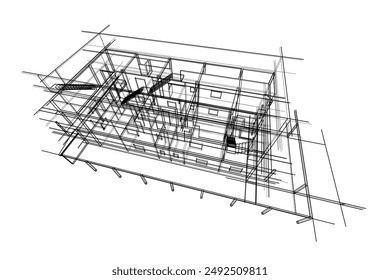 Architectural building vector 3d illustration