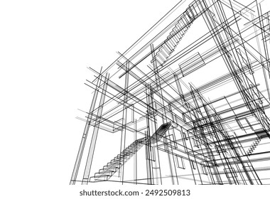 Ilustración arquitectónica del Vector del edificio 3d