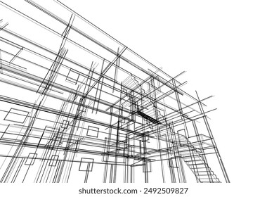 Architekturgebäude Vektorgrafik 3D-Illustration