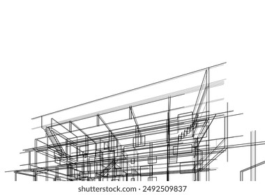 Architectural building vector 3d illustration