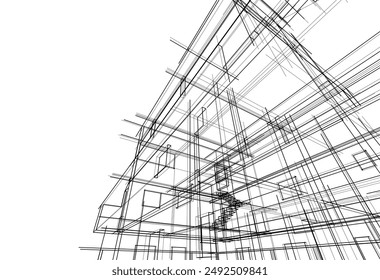 Architekturgebäude Vektorgrafik 3D-Illustration