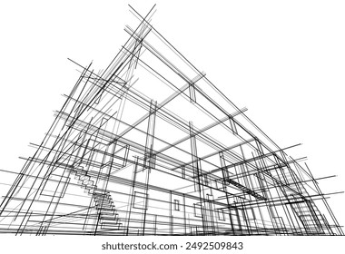 Architectural building vector 3d illustration