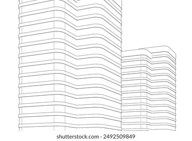 Ilustración arquitectónica del Vector del edificio 3d