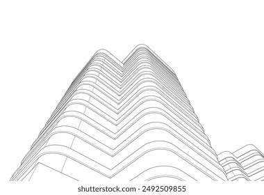 Ilustración arquitectónica del Vector del edificio 3d