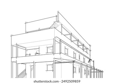 Ilustración arquitectónica del Vector del edificio 3d