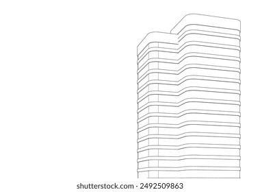 Ilustración arquitectónica del Vector del edificio 3d
