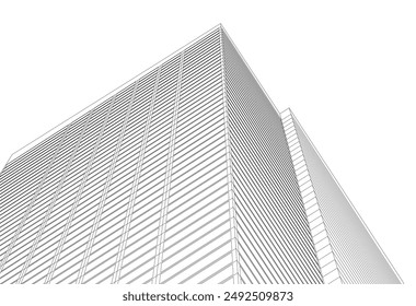 Architekturgebäude Vektorgrafik 3D-Illustration