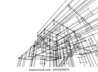 Architectural building vector 3d illustration