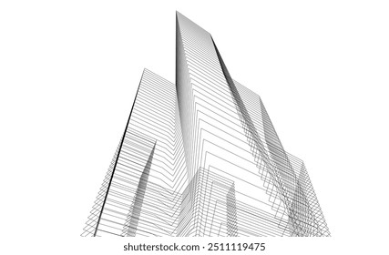 Architectural building vector 3d rendering on white background