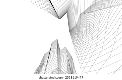 Architectural building vector 3d rendering on white background