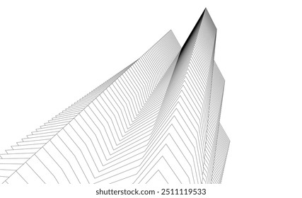 Architectural building vector 3d rendering on white background