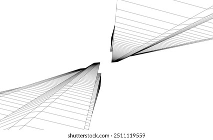 Vector arquitectónico del edificio 3d renderizado en el fondo blanco