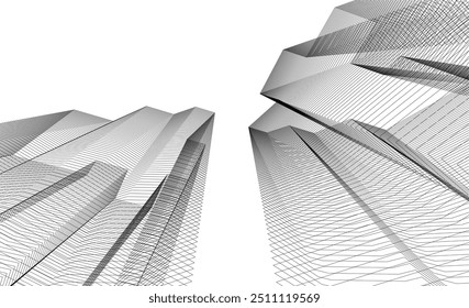 Architectural building vector 3d rendering on white background