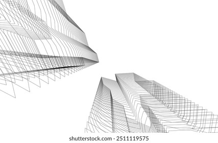 Image vectorielle de bâtiment architectural Rendu 3d sur fond blanc