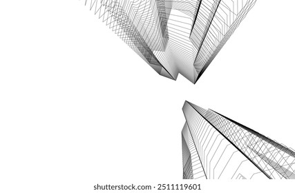 Architectural building vector 3d rendering on white background