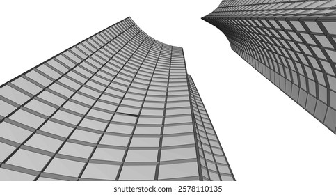 Architectural buildings vector 3d illustration