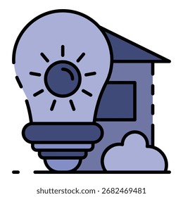 Icono de idea de bombilla arquitectónica. Esquema de la idea de bulbo arquitectónico Vector icono de color plano aislado