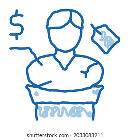 architectural bust sale sketch icon vector. Hand drawn blue doodle line art architectural bust sale sign. isolated symbol illustration