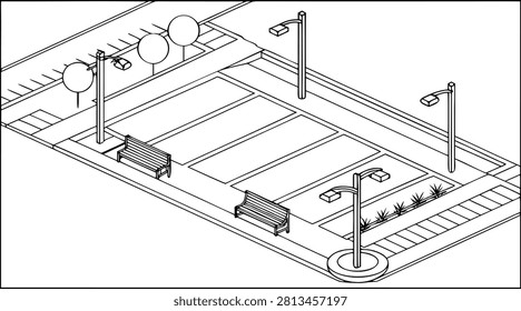 Architectural cad layout of outdoor lighting fixtures on building exterior walls