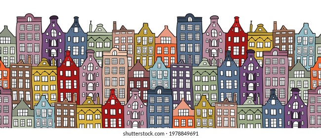 Architectural cityscape background. Seamless Pattern for your design