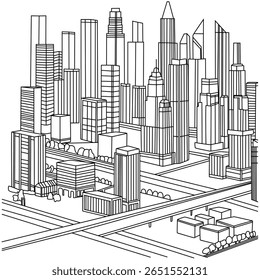 Architectural Cityscape Hand Sketch. Vector illustrations
