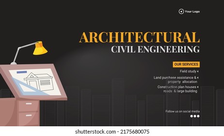 Architectural Civil Engineering Landscape Banner Design Stock Vector