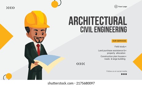 Architectural Civil Engineering Landscape Banner Design Stock Vector