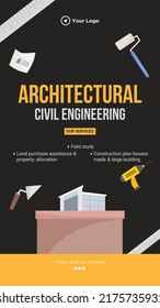 Architectural civil engineering portrait template design.