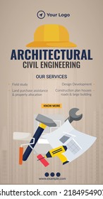 Architectural civil engineering portrait template design. 