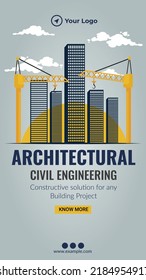 Architectural civil engineering portrait template design. 