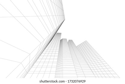 Diseño arquitectónico de 3d. Fondo geométrico 