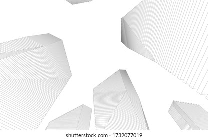 Architectural concept 3d drawing. Geometric background 