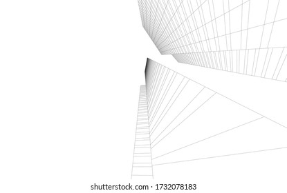 Architectural concept 3d drawing. Geometric background 