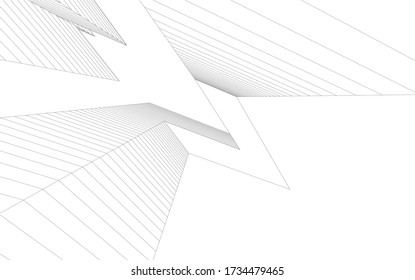 Architectural concept 3d drawing. Geometric background 