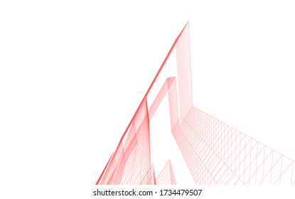 Architectural concept 3d drawing. Geometric background 