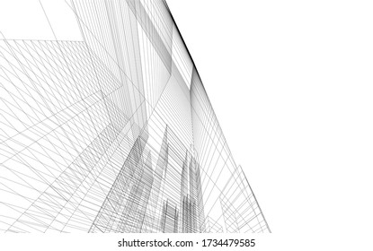 Diseño arquitectónico de 3d. Fondo geométrico 